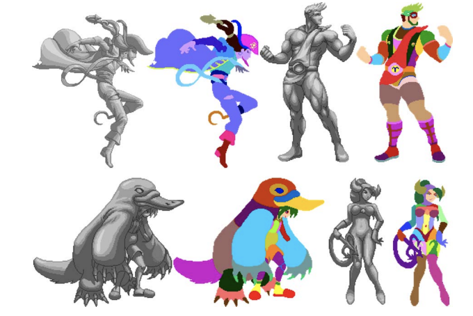 Pixel-art sprites generated in the multi-style diffusion study